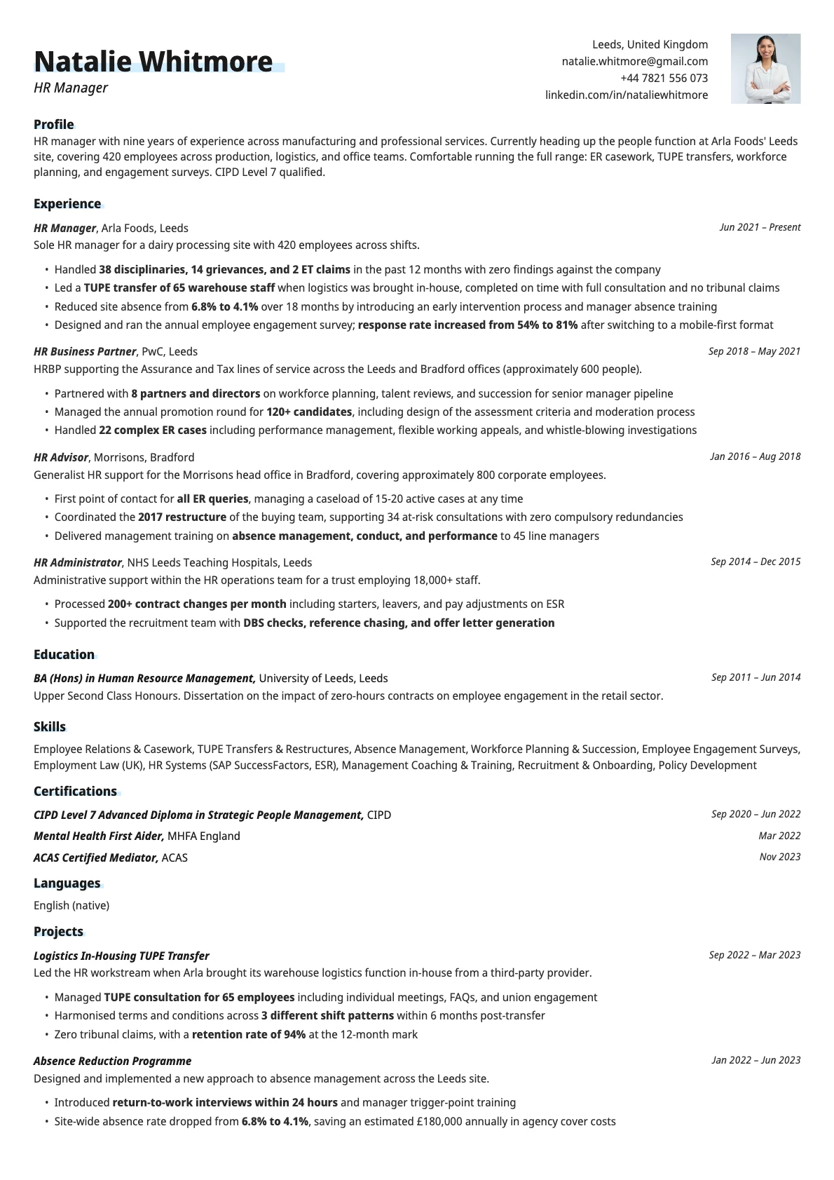 Resume template preview