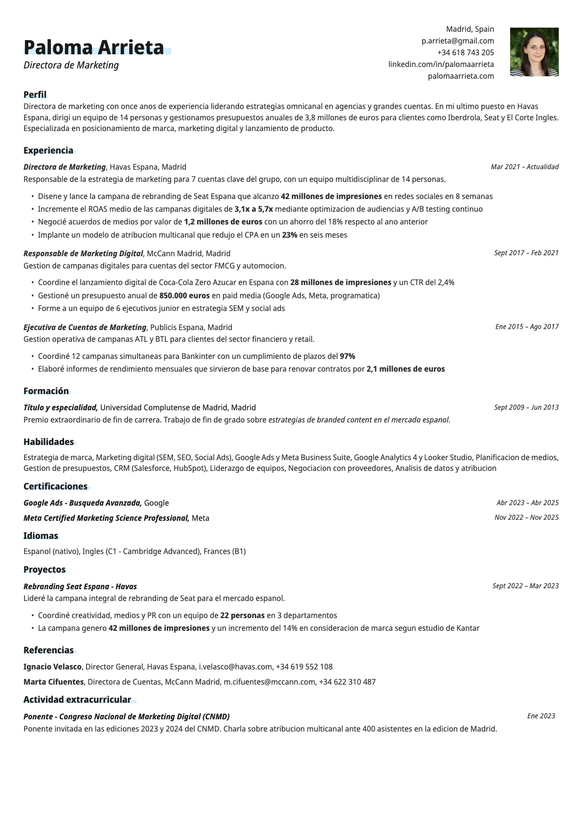 Resume template preview