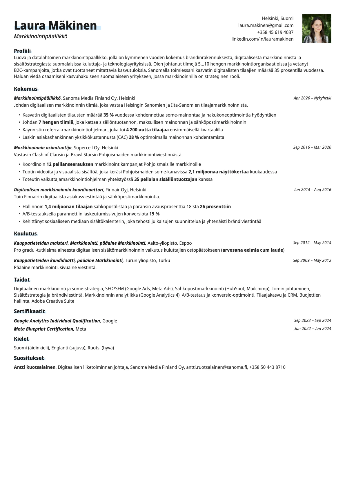 Resume template preview