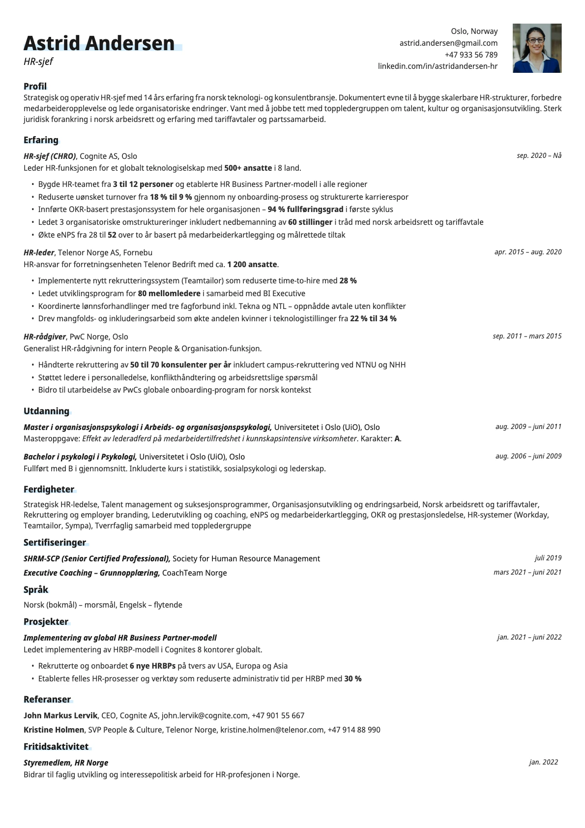 Resume template preview
