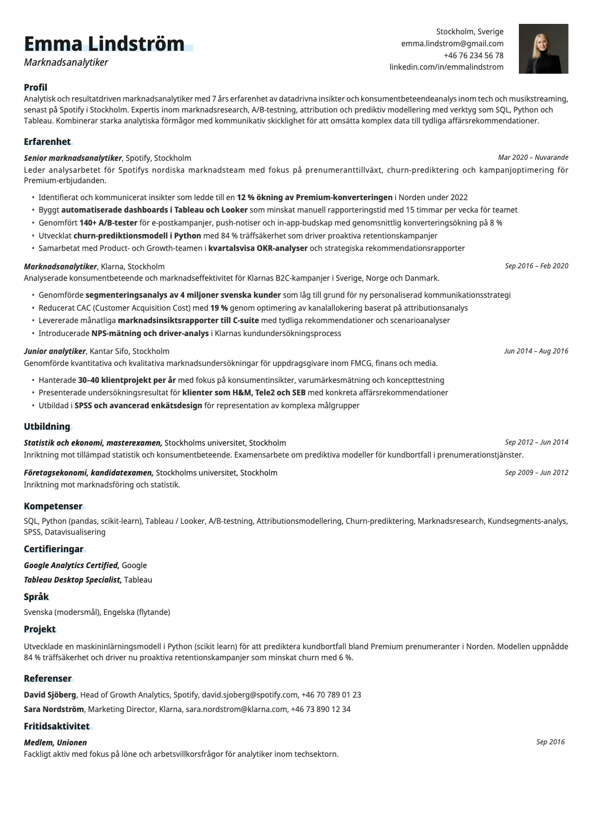 Resume template preview