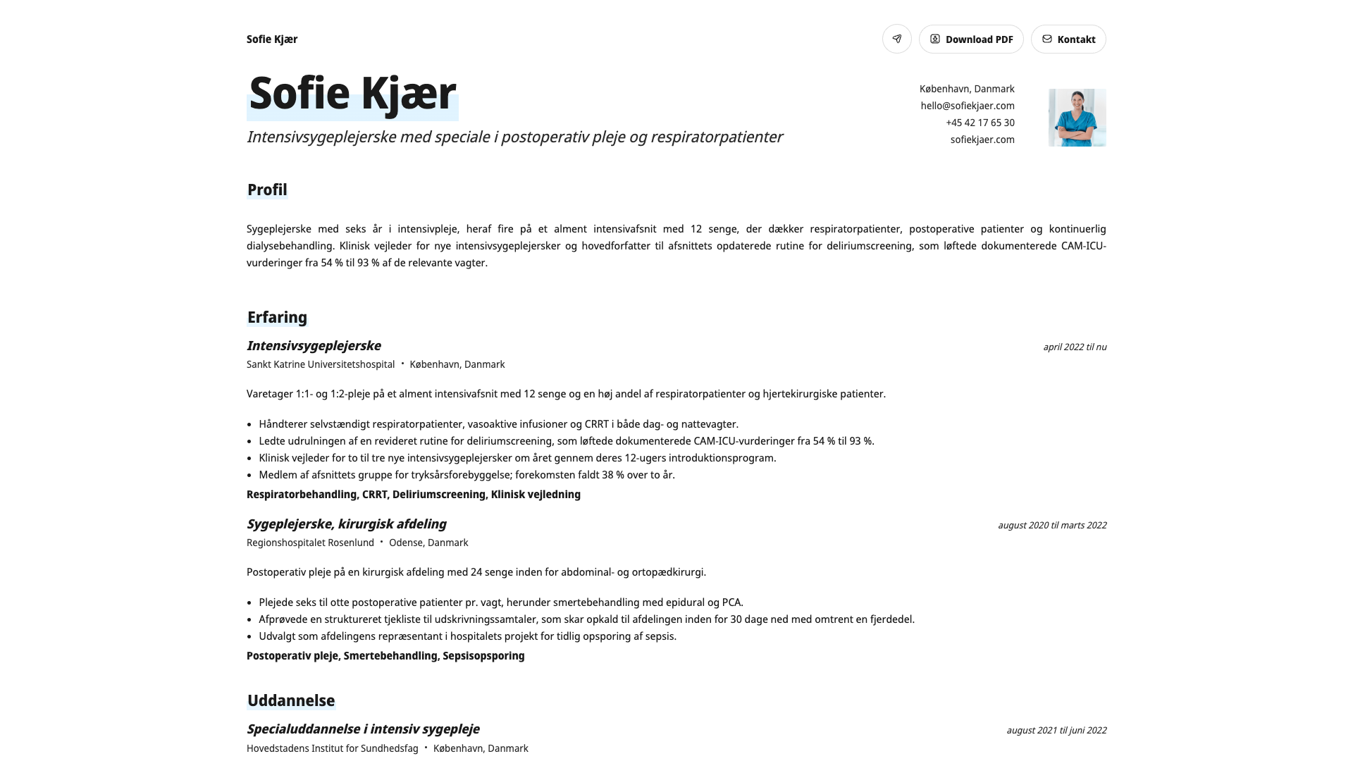 Sofia Lindqvist — online resume