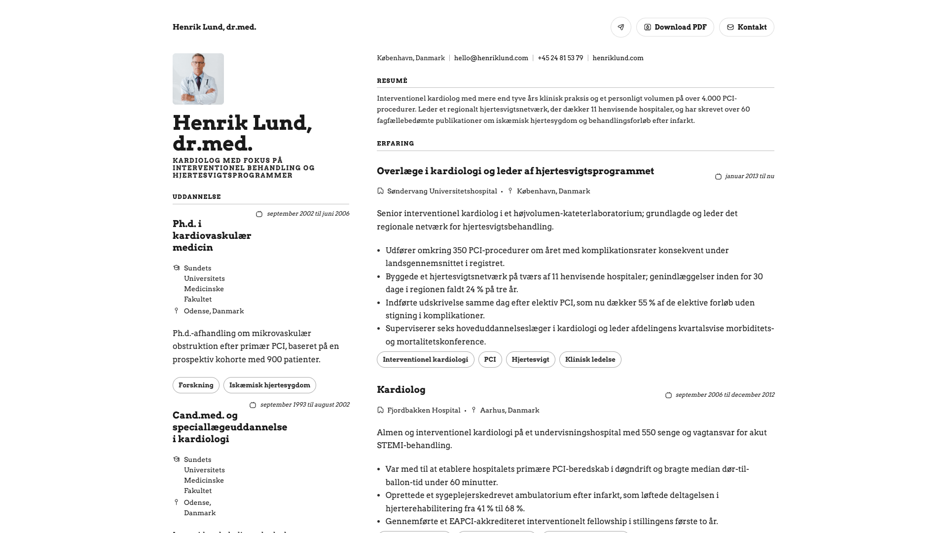 Dr. Henrik Vos — online resume