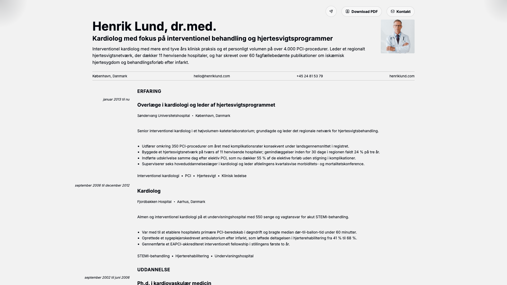 Dr. Henrik Vos — online resume