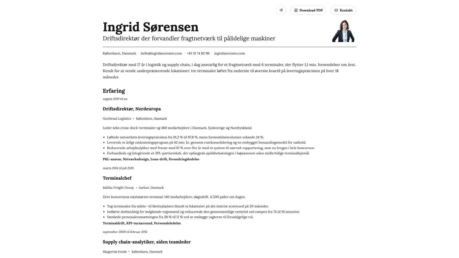 Ingrid Sørensen — online resume