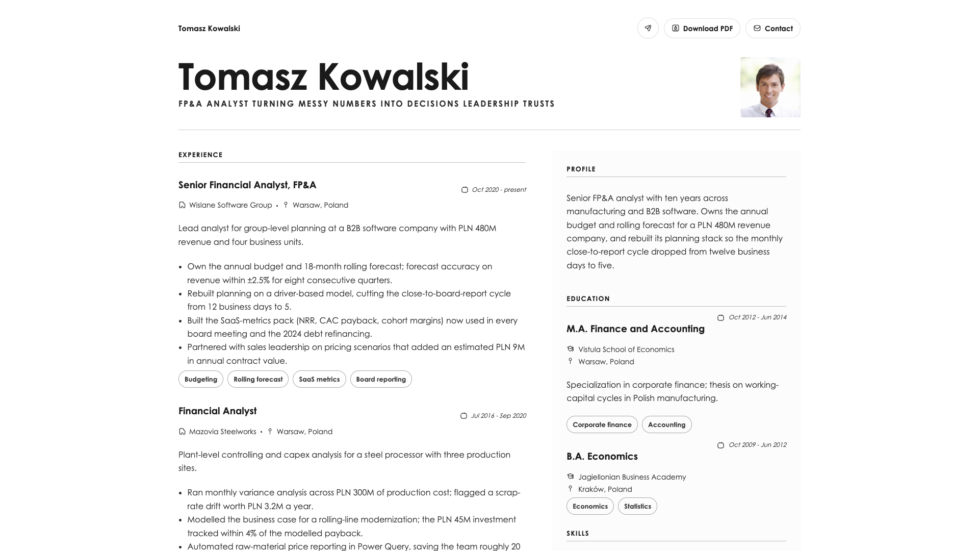 Tomasz Kowalski — online resume