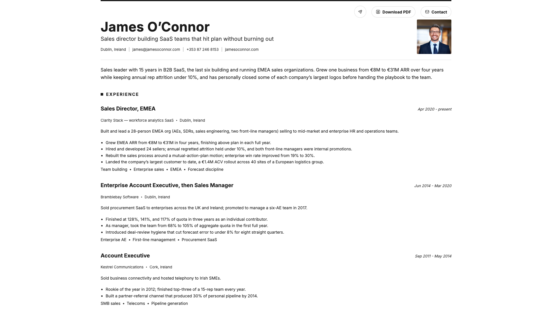 James O'Connor — online resume