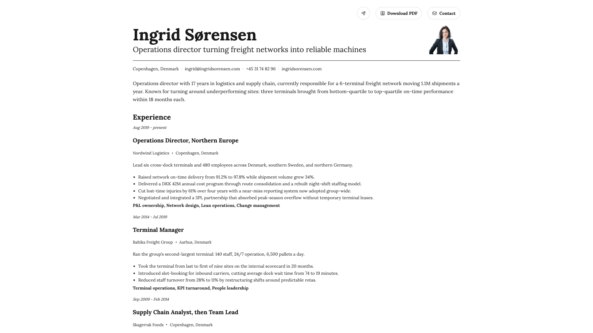 Ingrid Sørensen — online resume