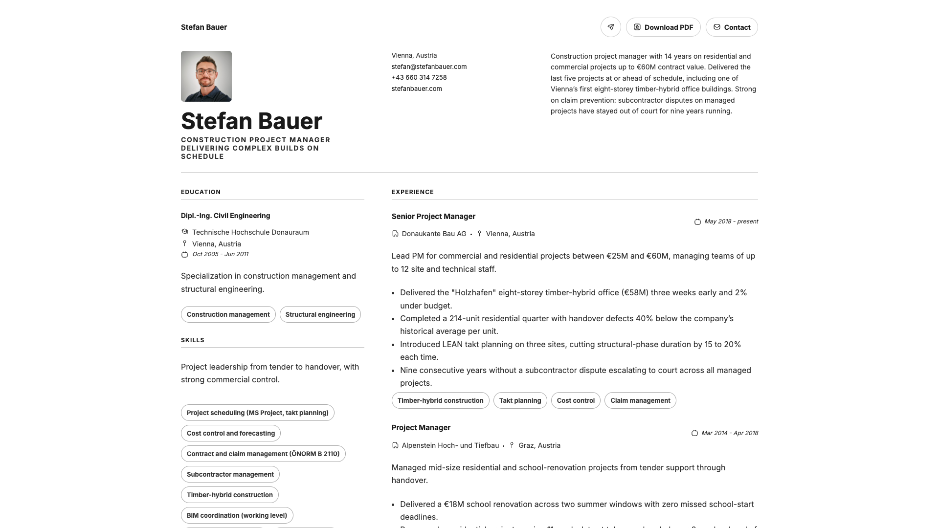 Stefan Bauer — online resume