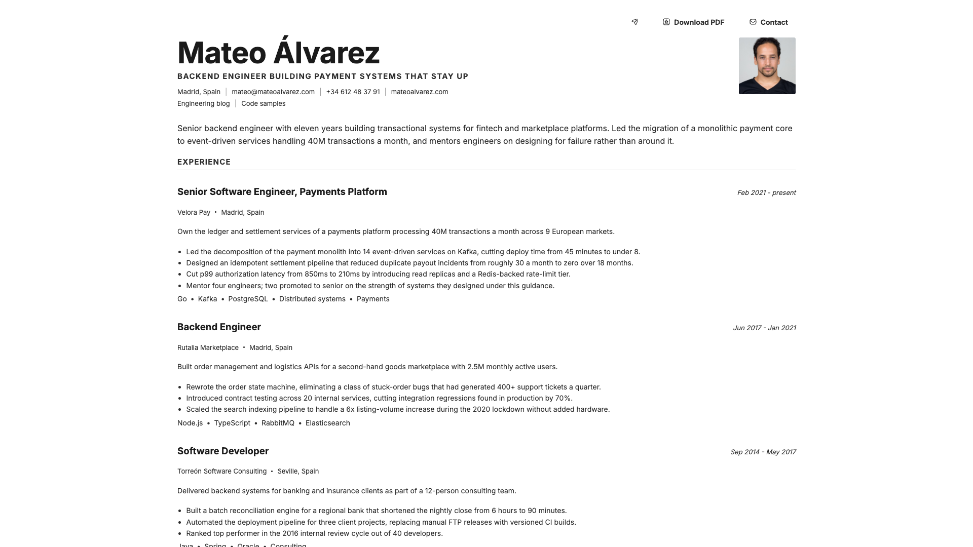 Mateo Álvarez — online resume