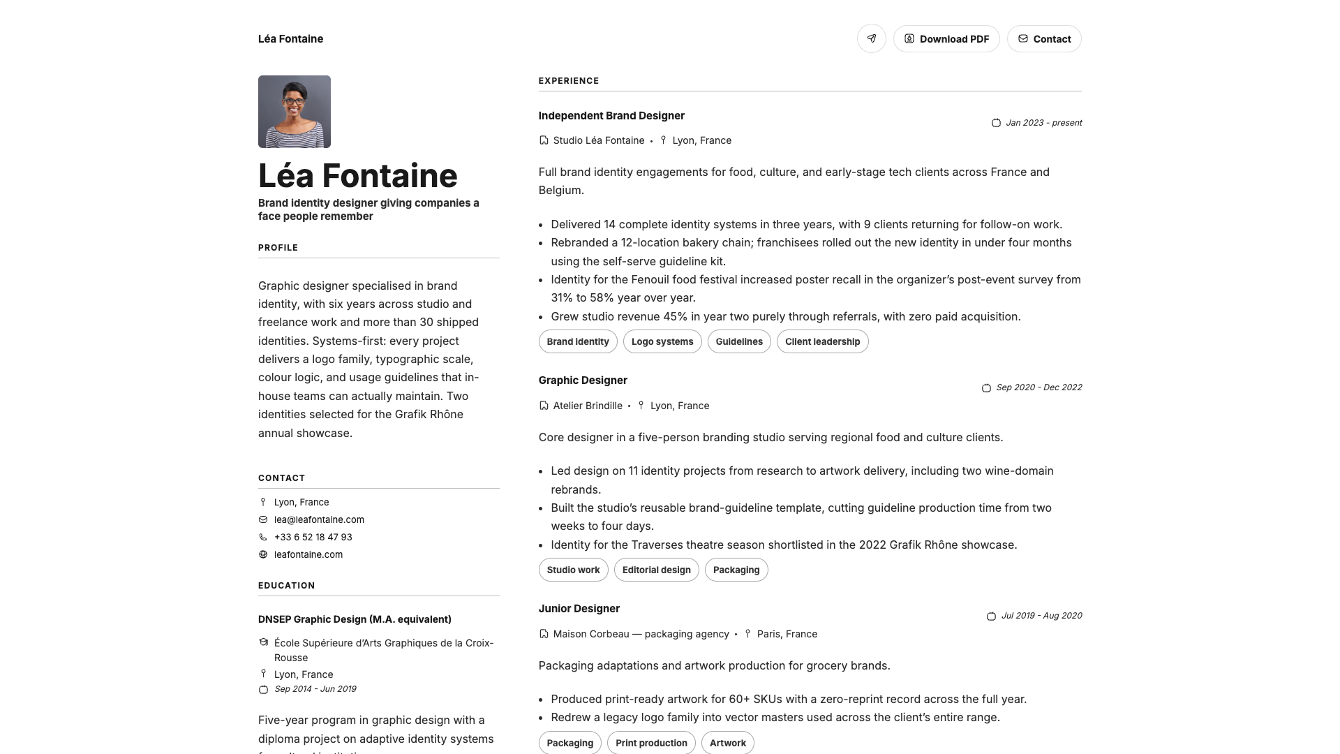 Léa Fontaine — online resume