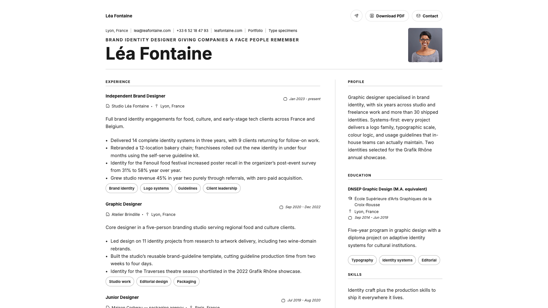 Léa Fontaine — online resume