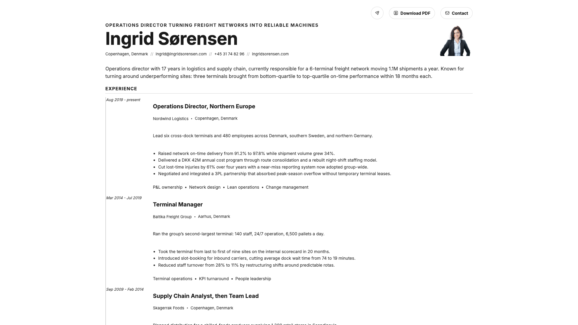Ingrid Sørensen — online resume