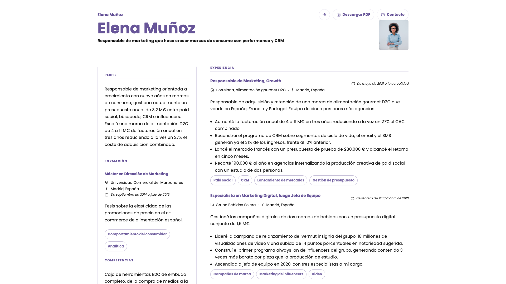 Elena Moretti — online resume