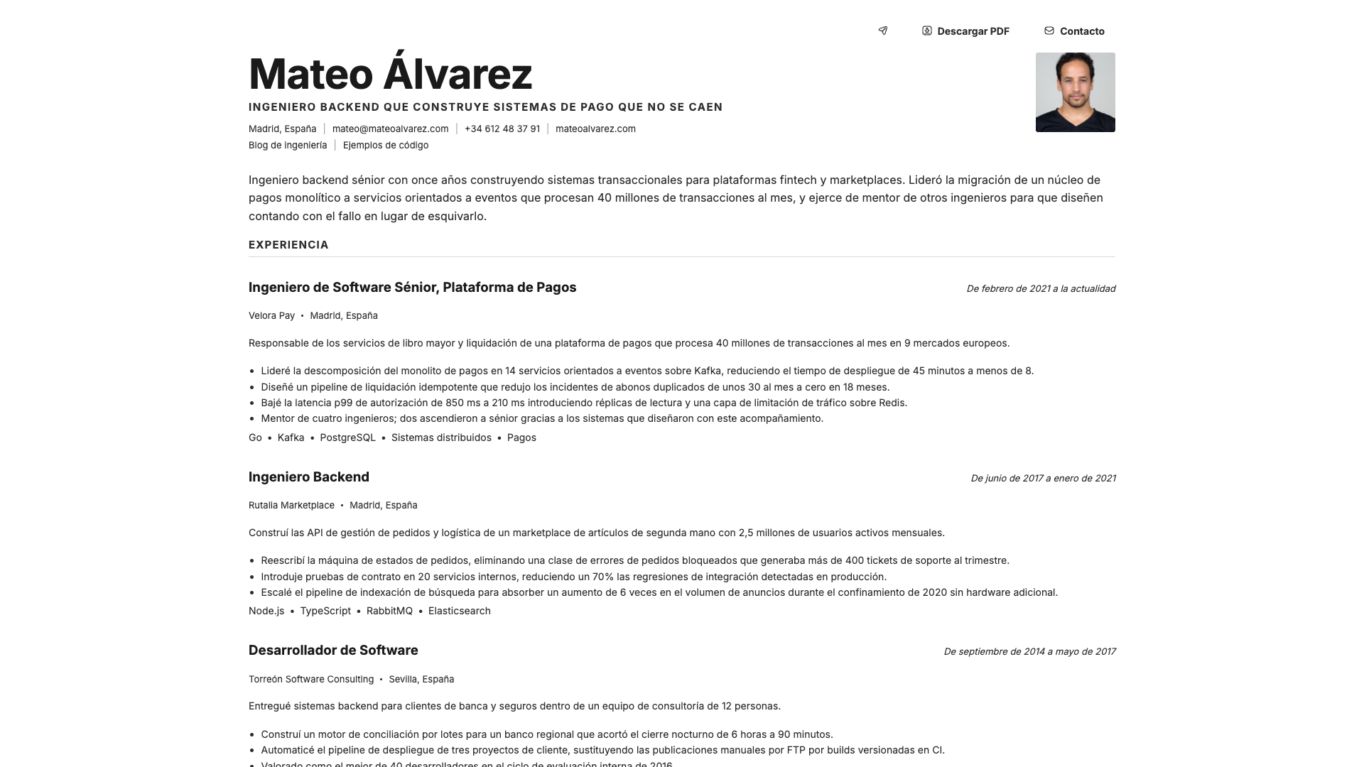 Mateo Álvarez — online resume