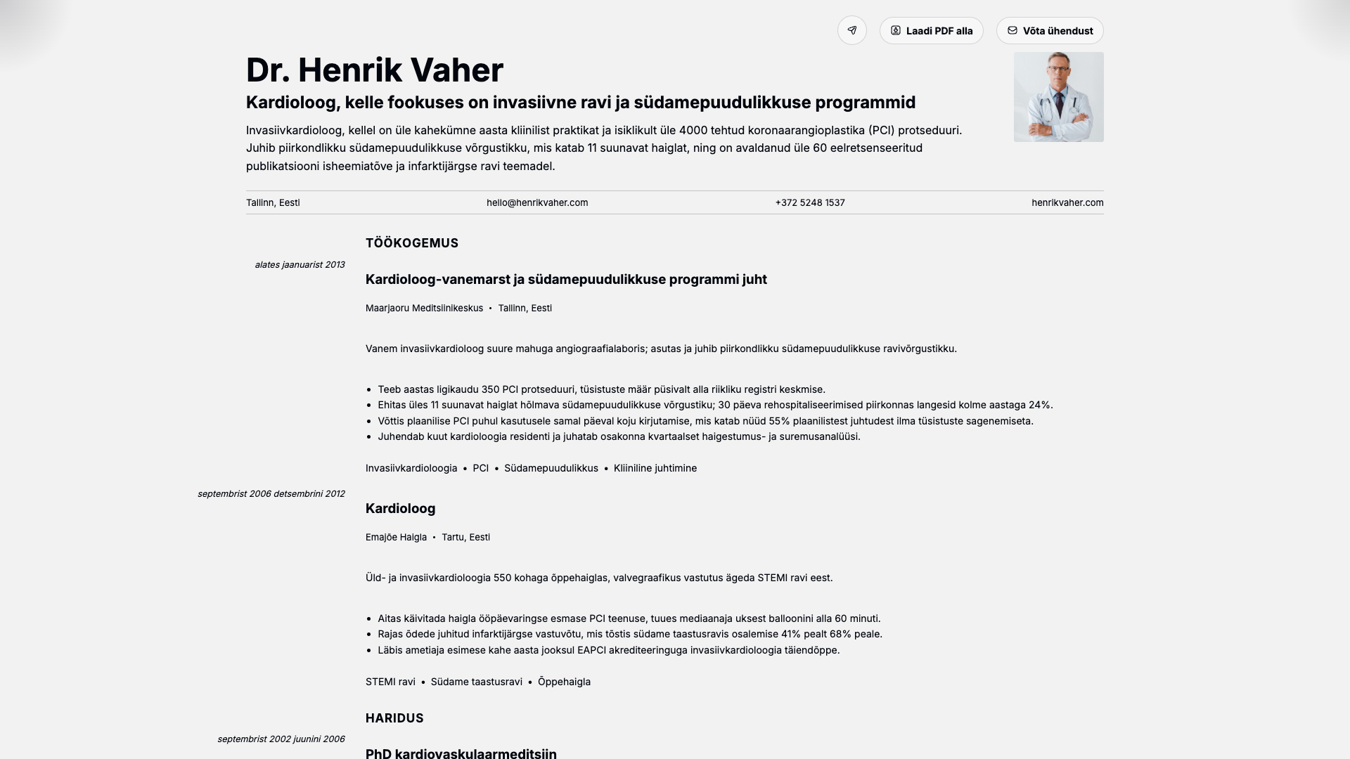 Dr. Henrik Vos — online resume