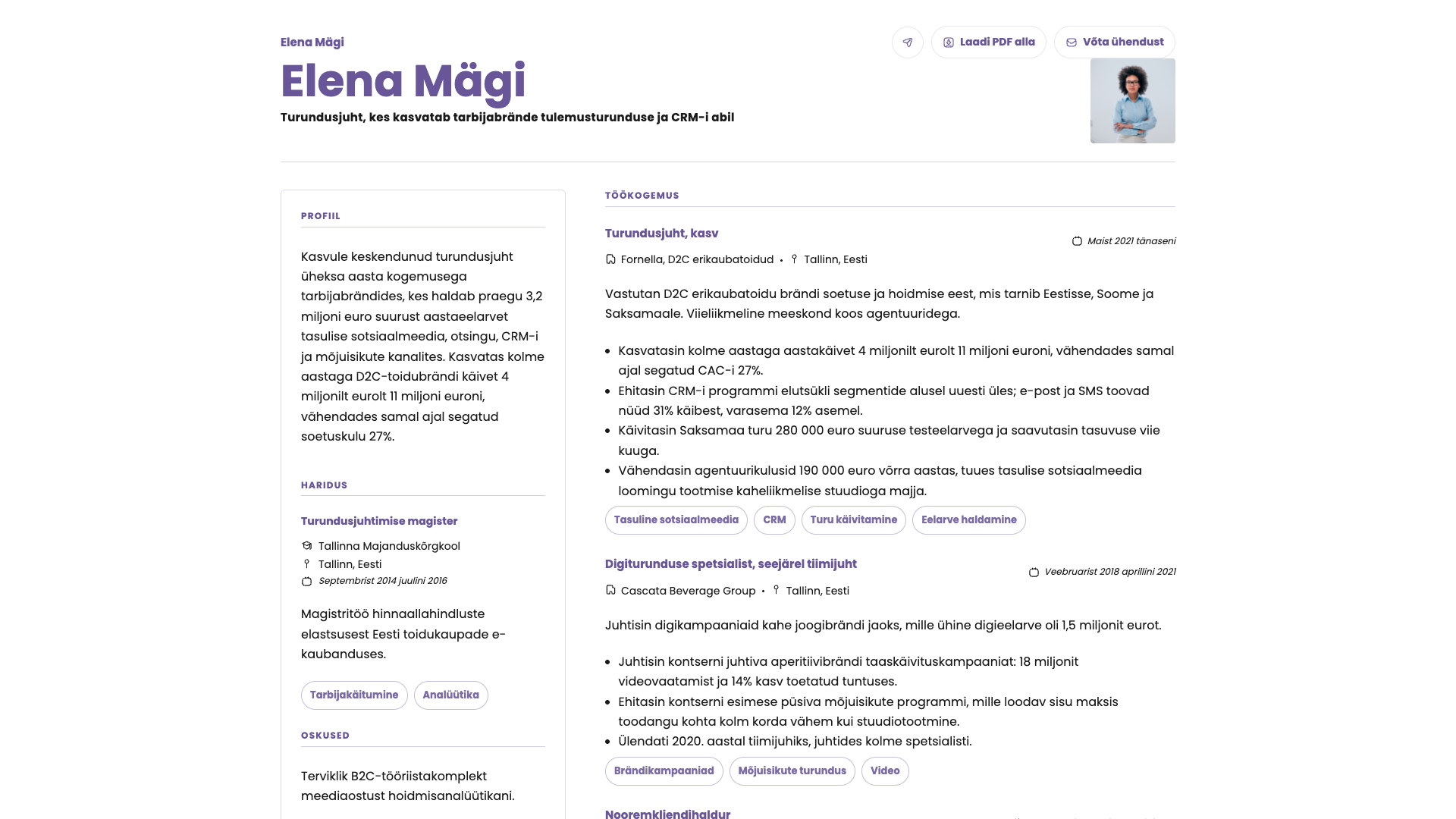 Elena Moretti — online resume