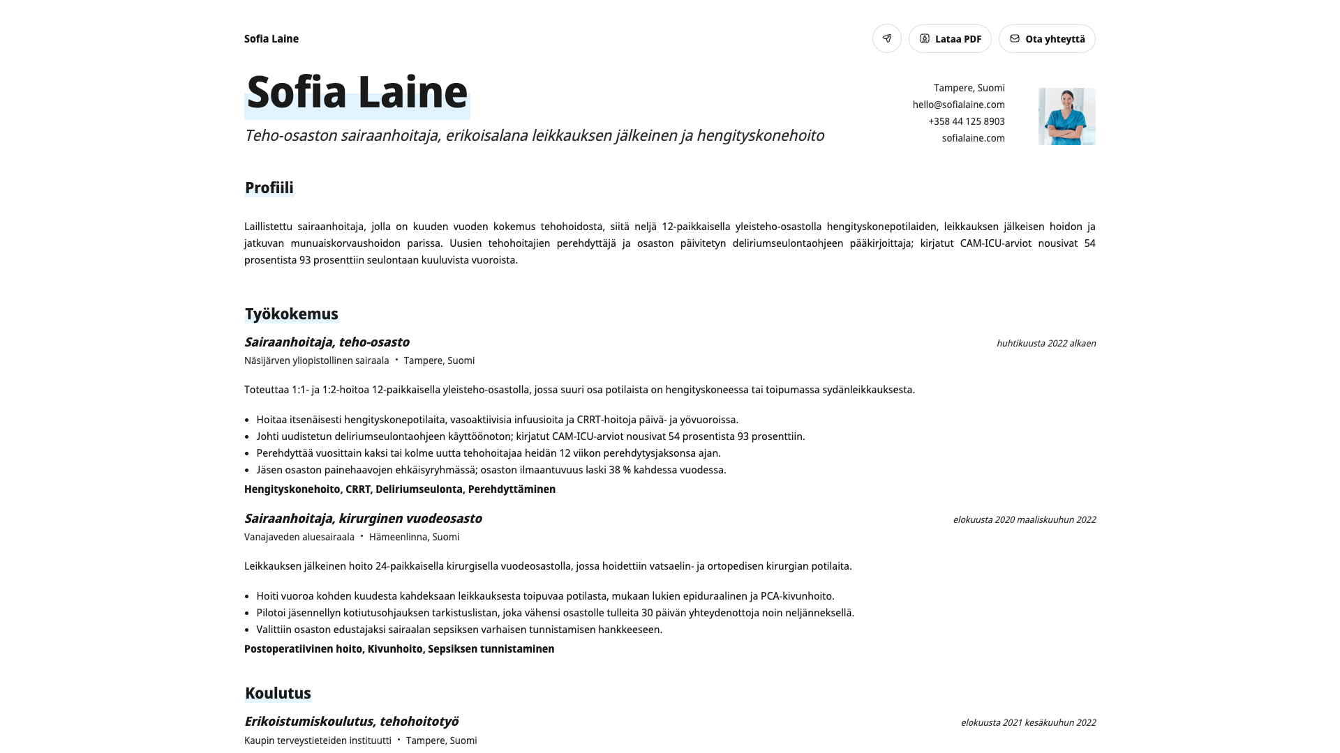 Sofia Lindqvist — online resume