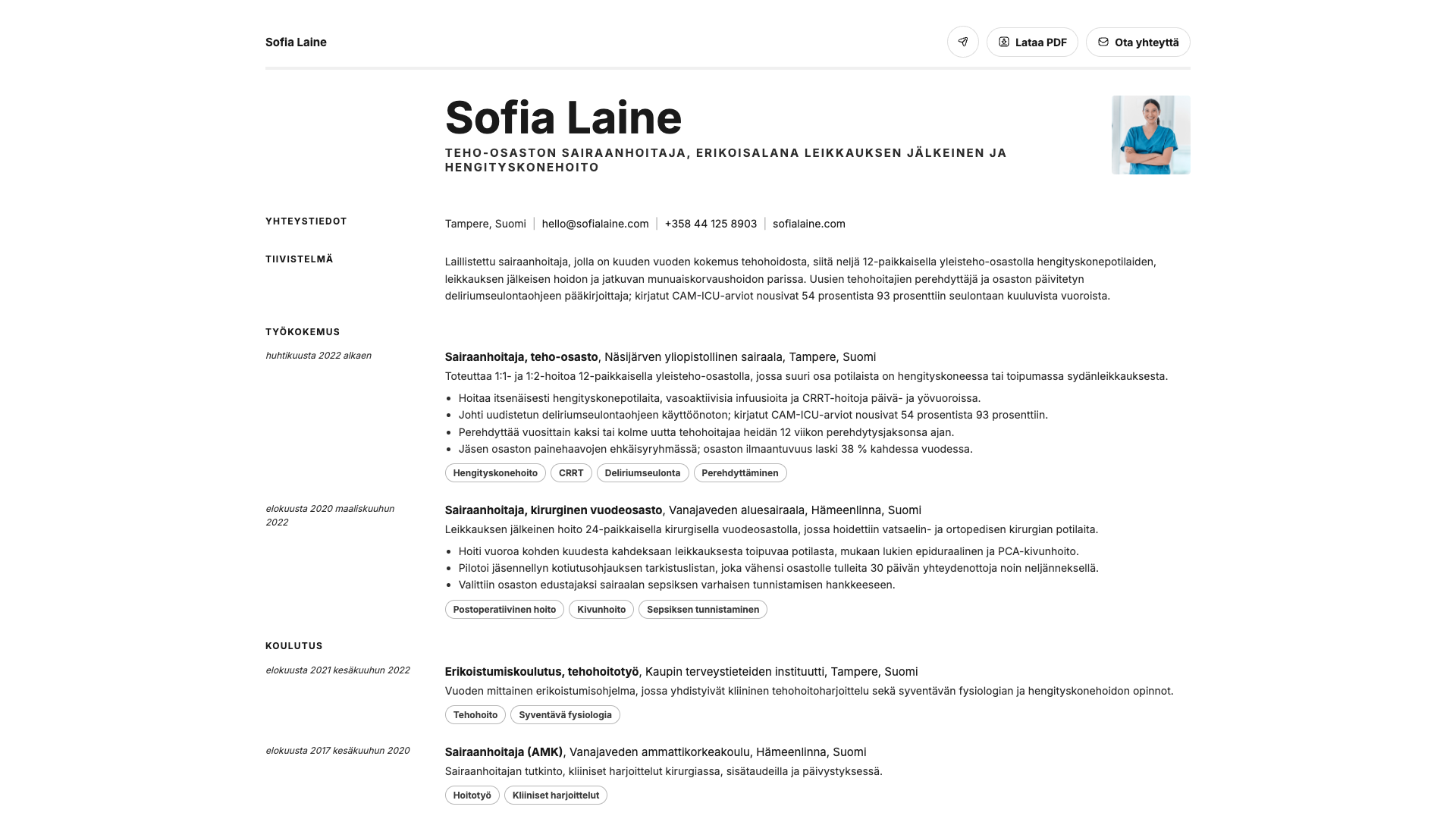 Sofia Lindqvist — online resume