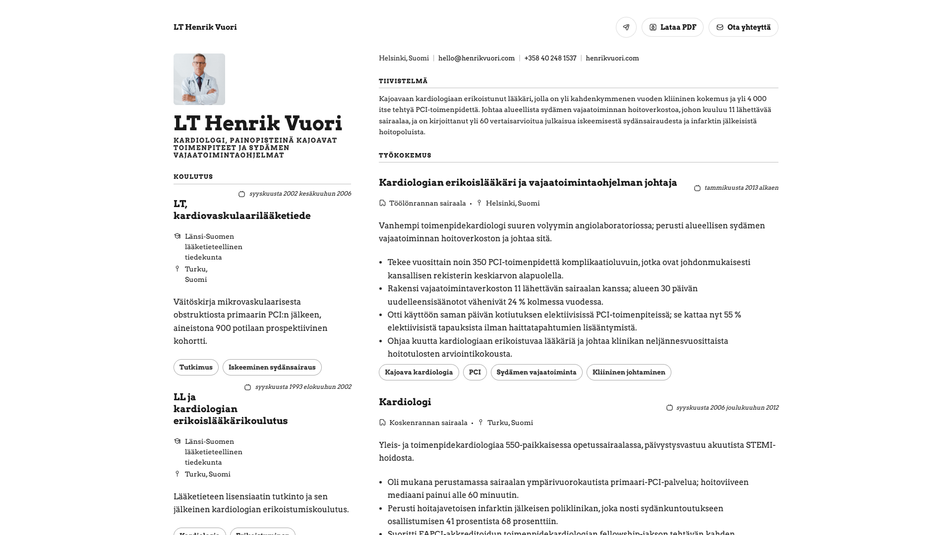 Dr. Henrik Vos — online resume
