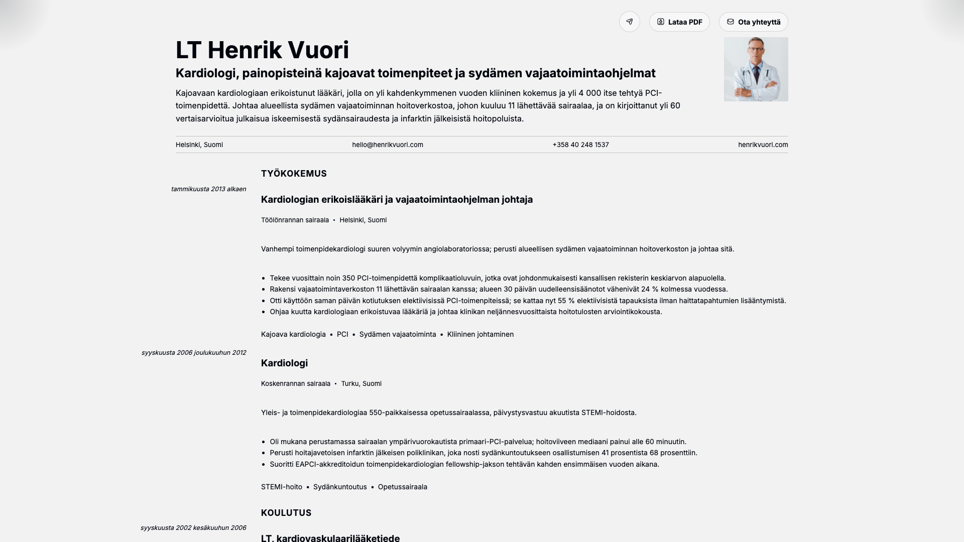 Dr. Henrik Vos — online resume
