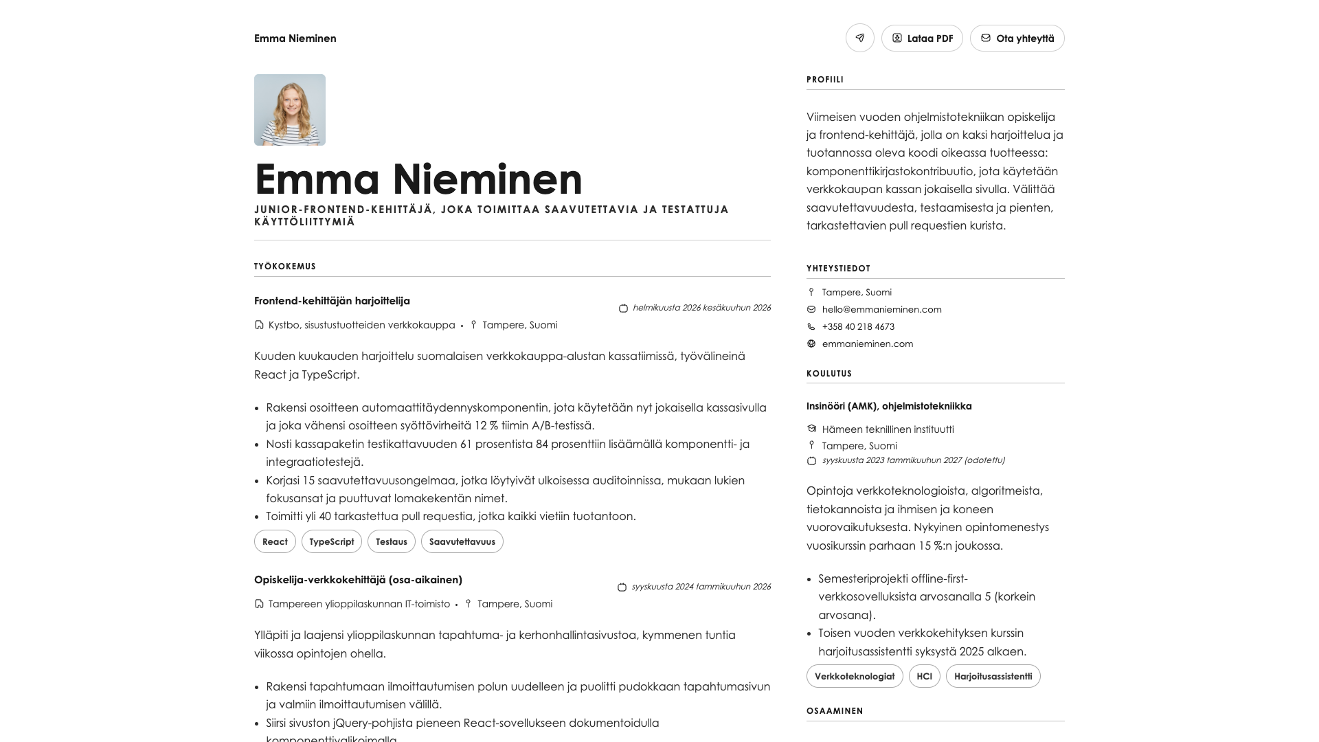 Emma Nielsen — online resume