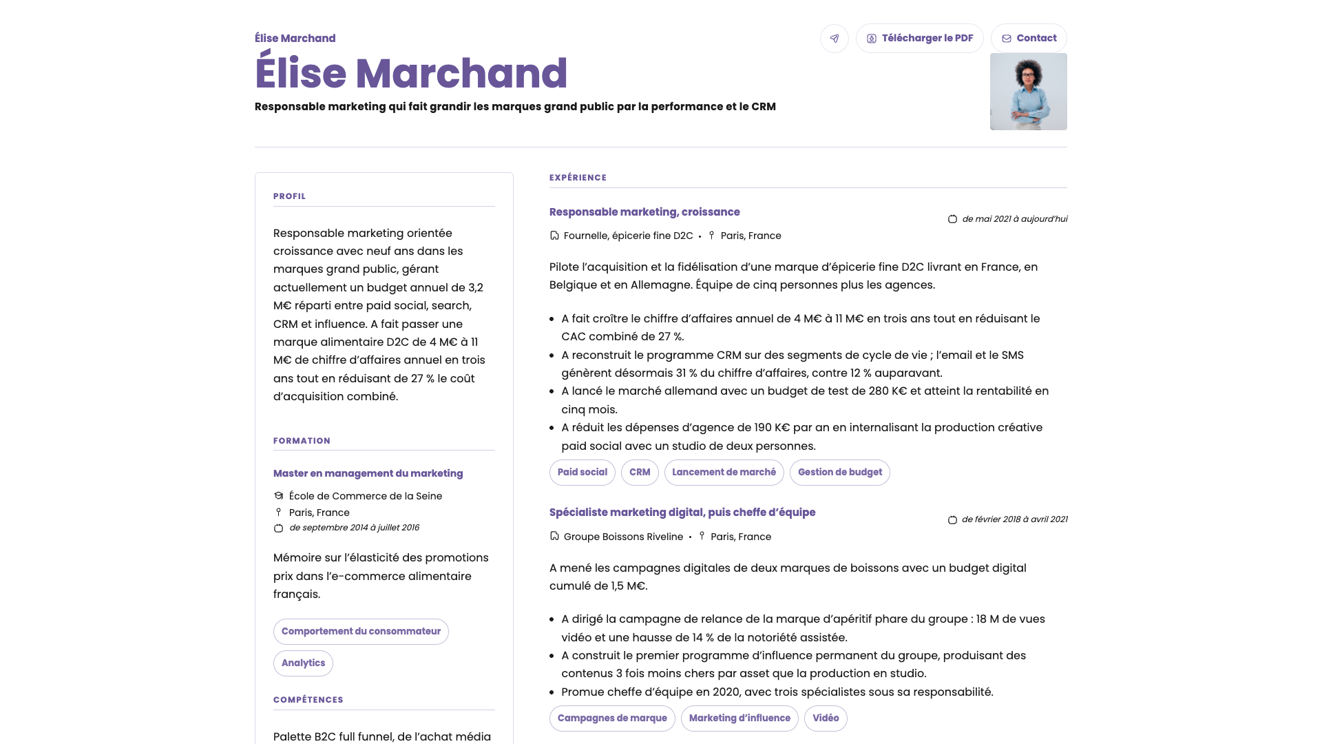 Elena Moretti — online resume
