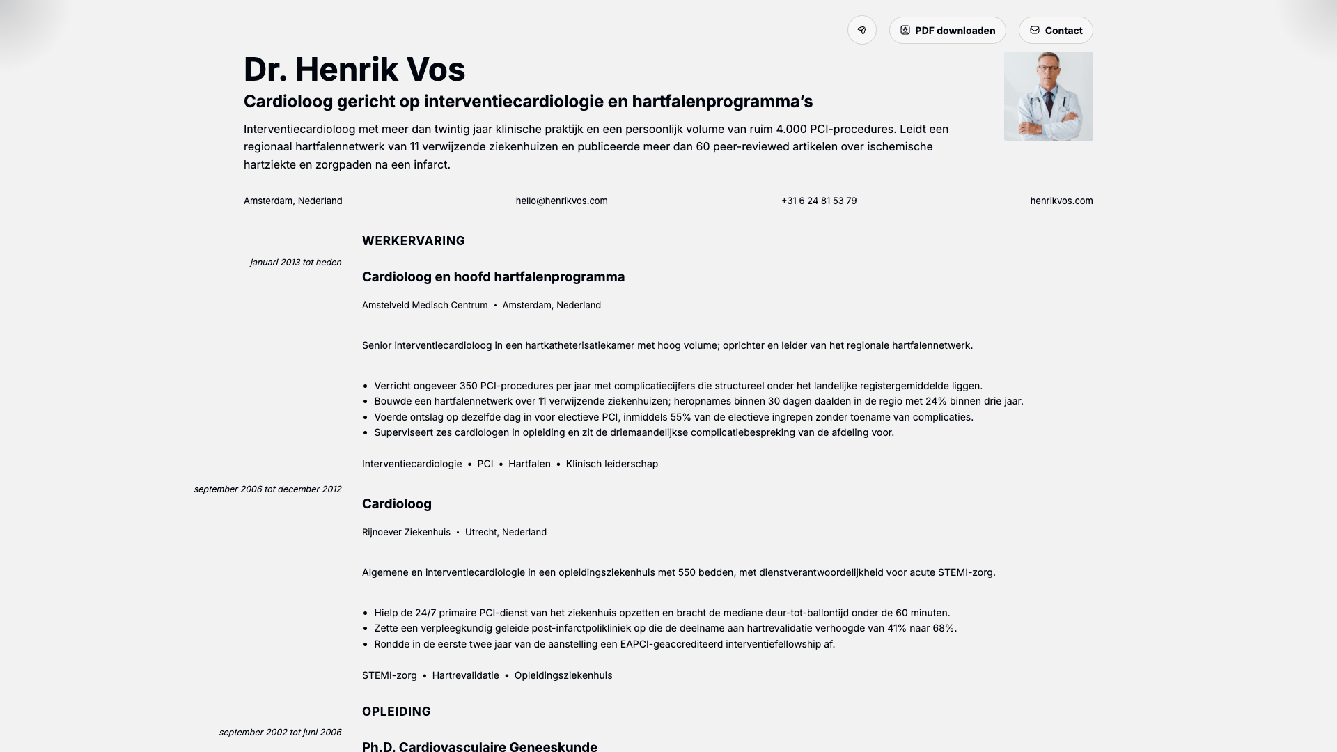 Dr. Henrik Vos — online resume