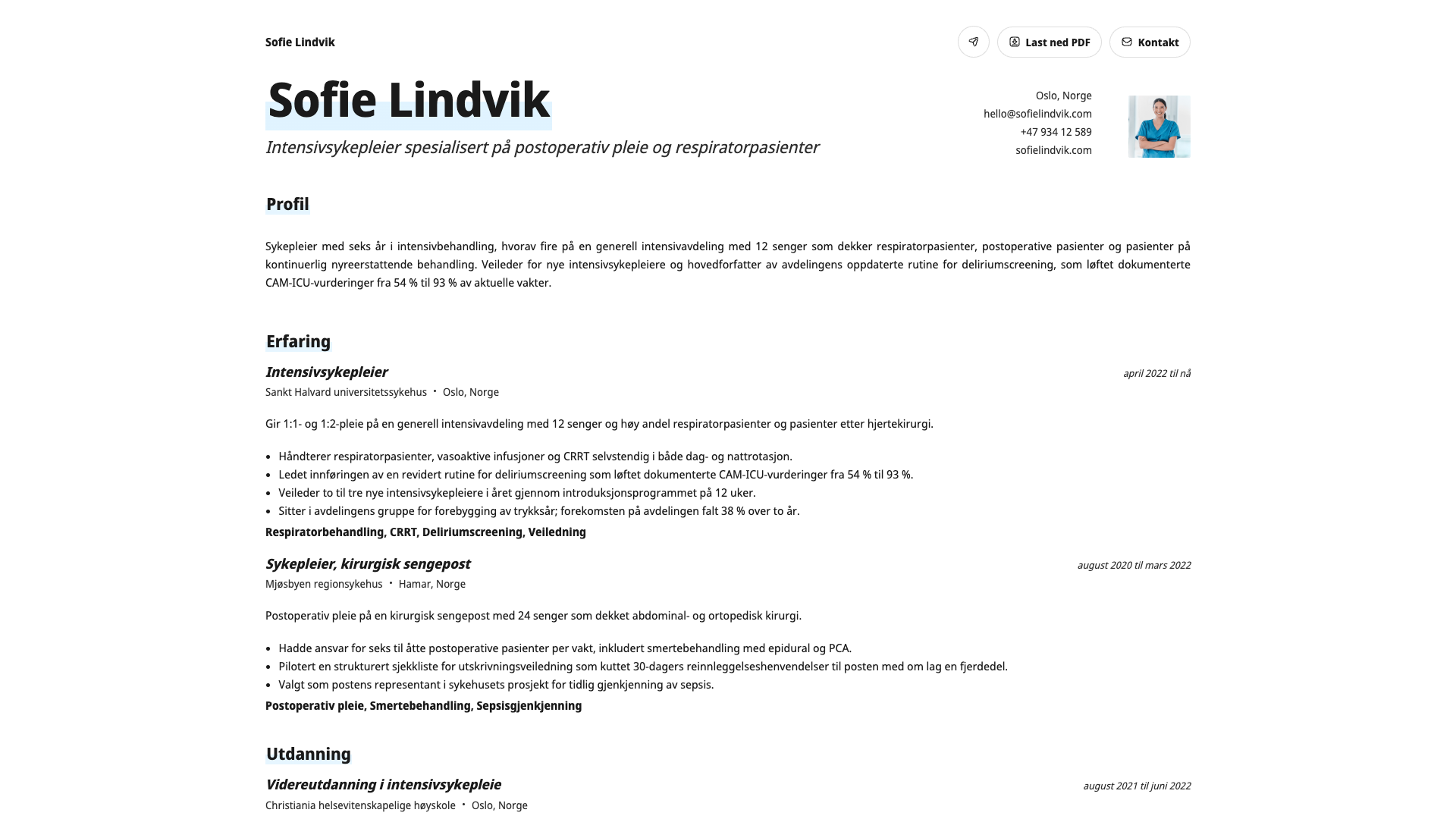 Sofia Lindqvist — online resume