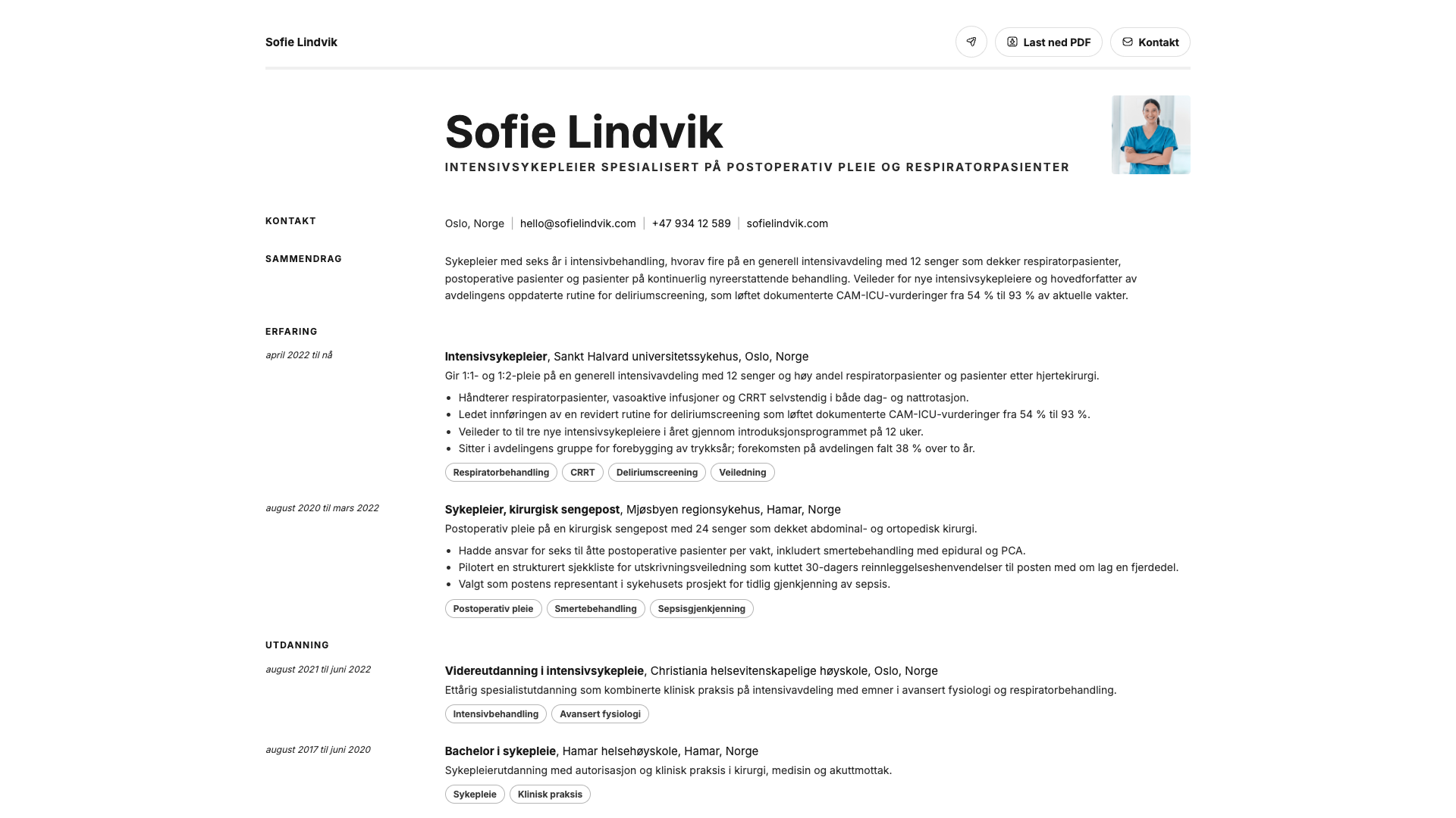 Sofia Lindqvist — online resume
