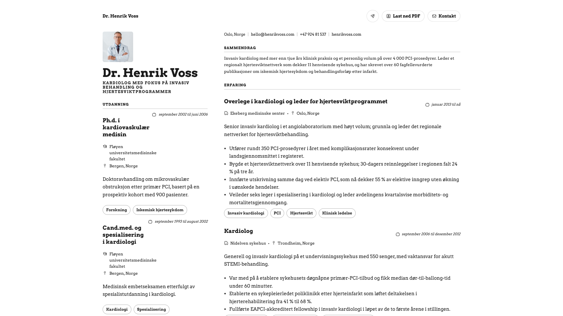 Dr. Henrik Vos — online resume