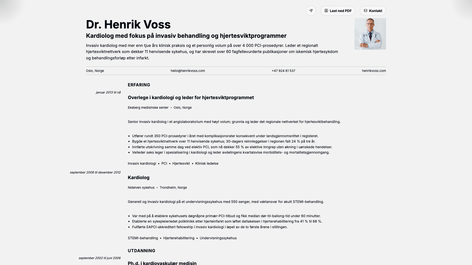 Dr. Henrik Vos — online resume