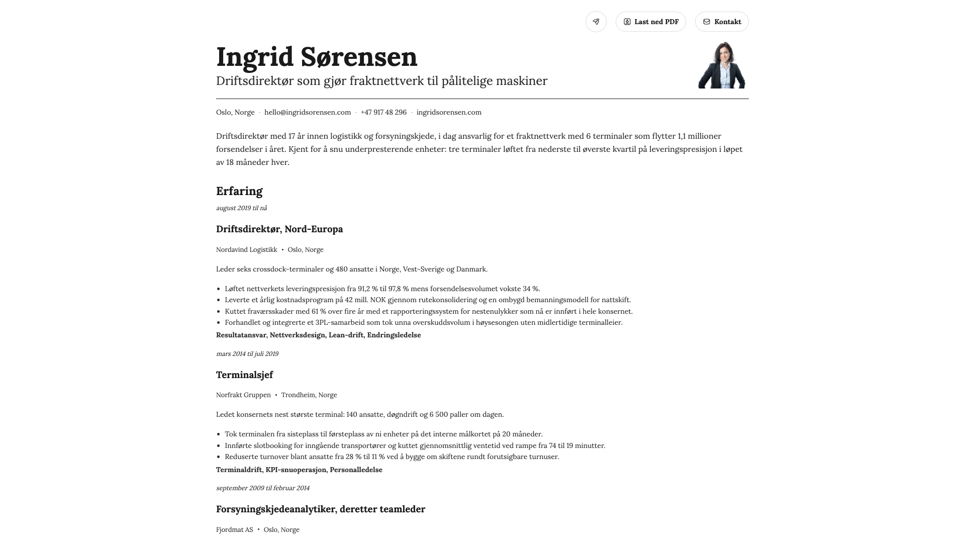 Ingrid Sørensen — online resume