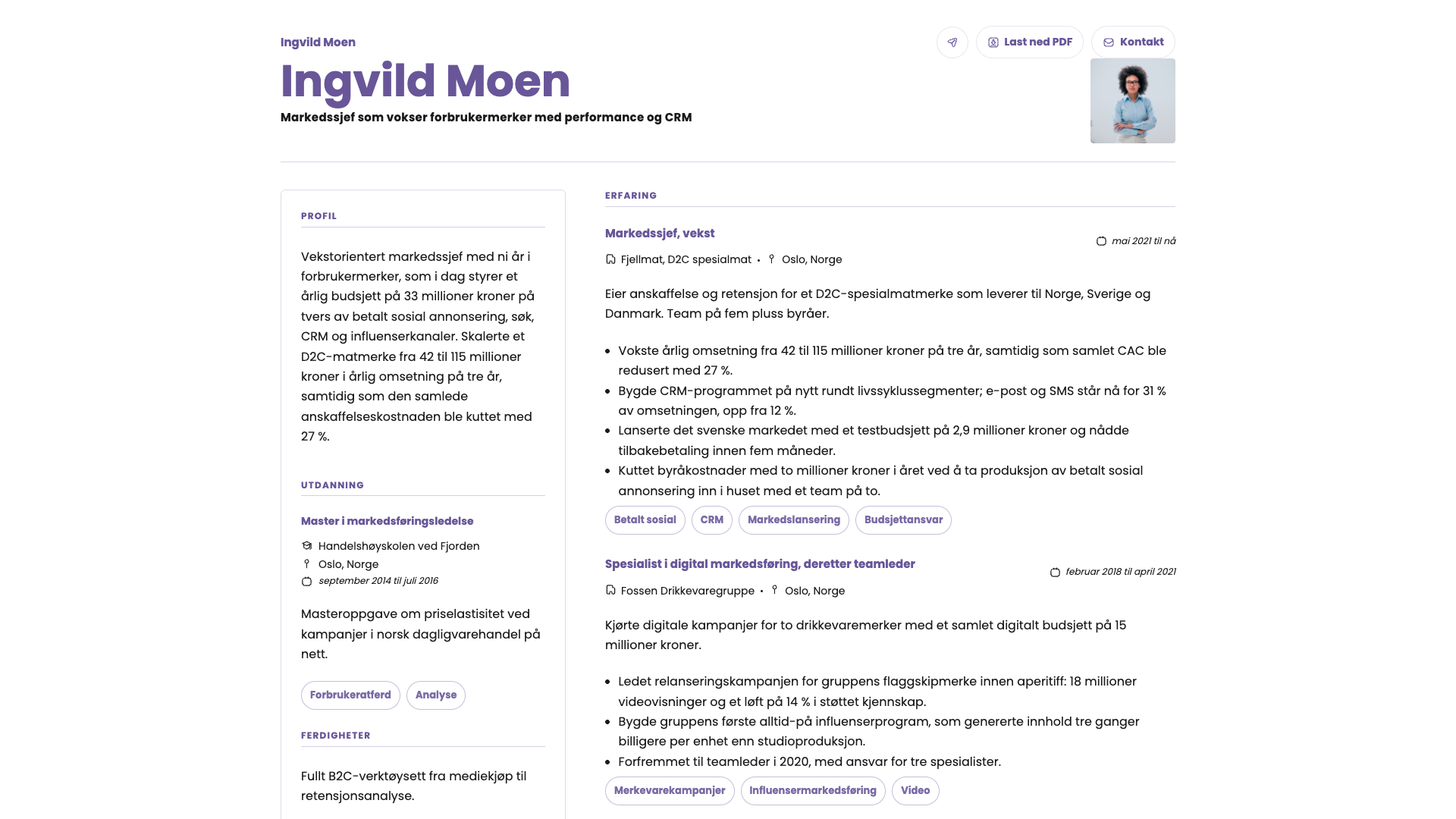 Elena Moretti — online resume