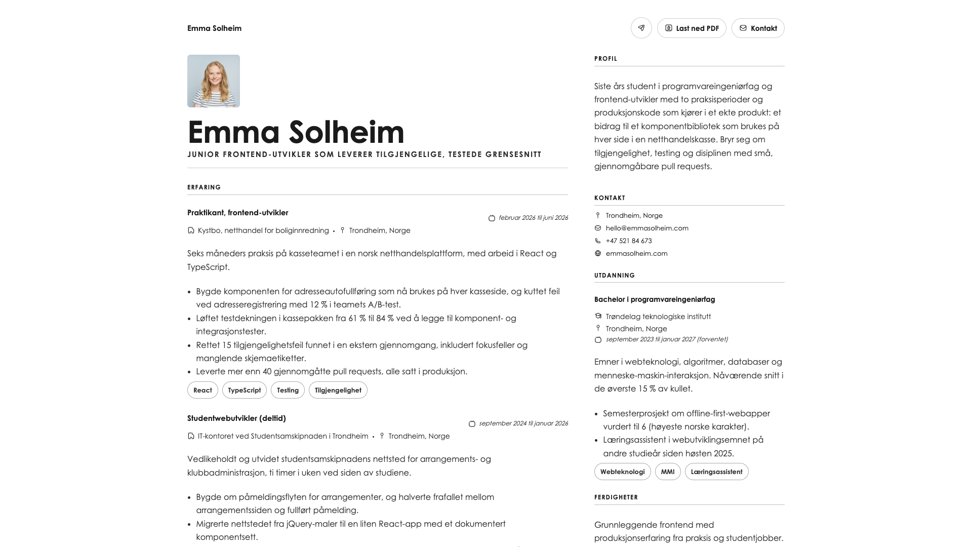 Emma Nielsen — online resume