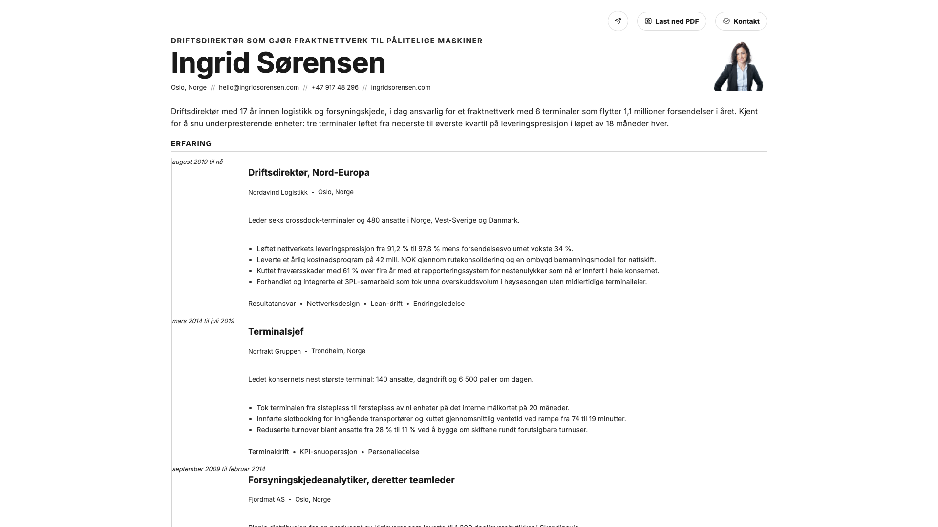 Ingrid Sørensen — online resume