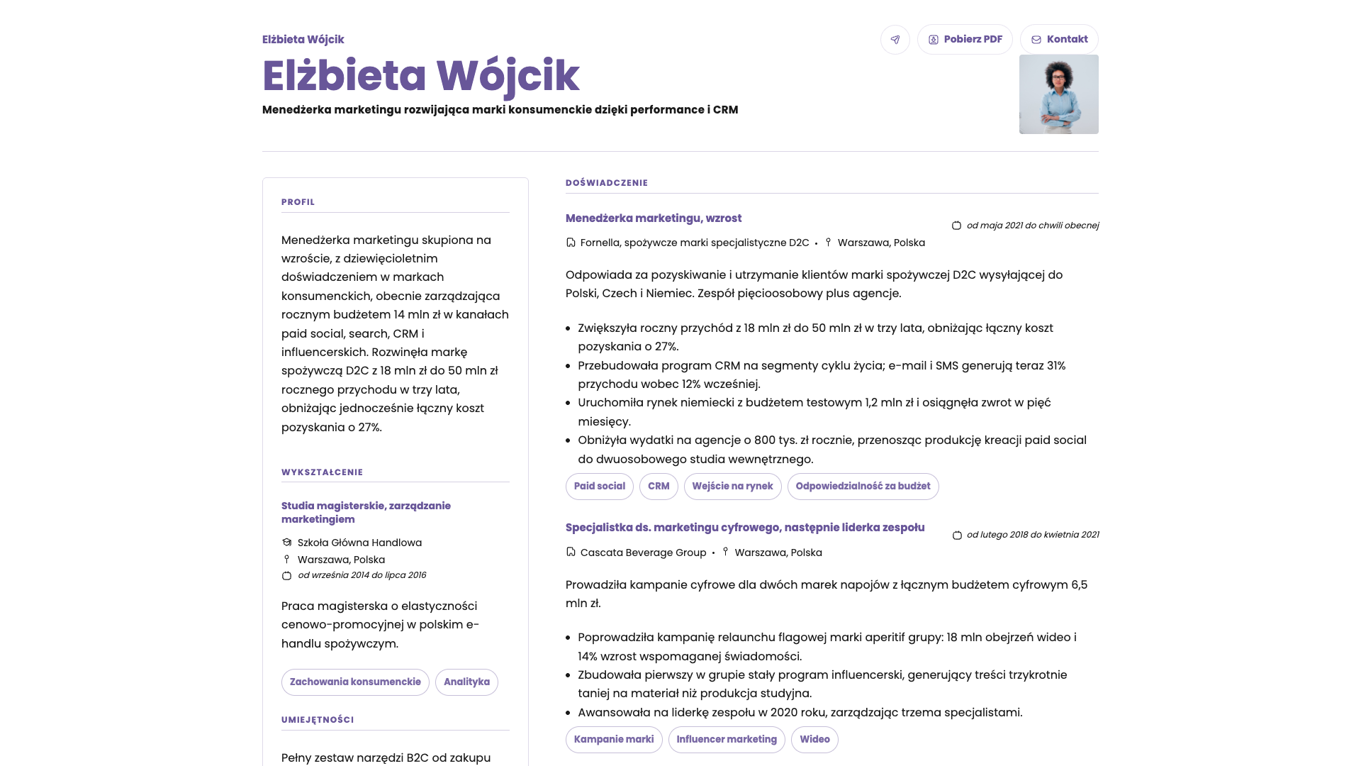 Elena Moretti — online resume