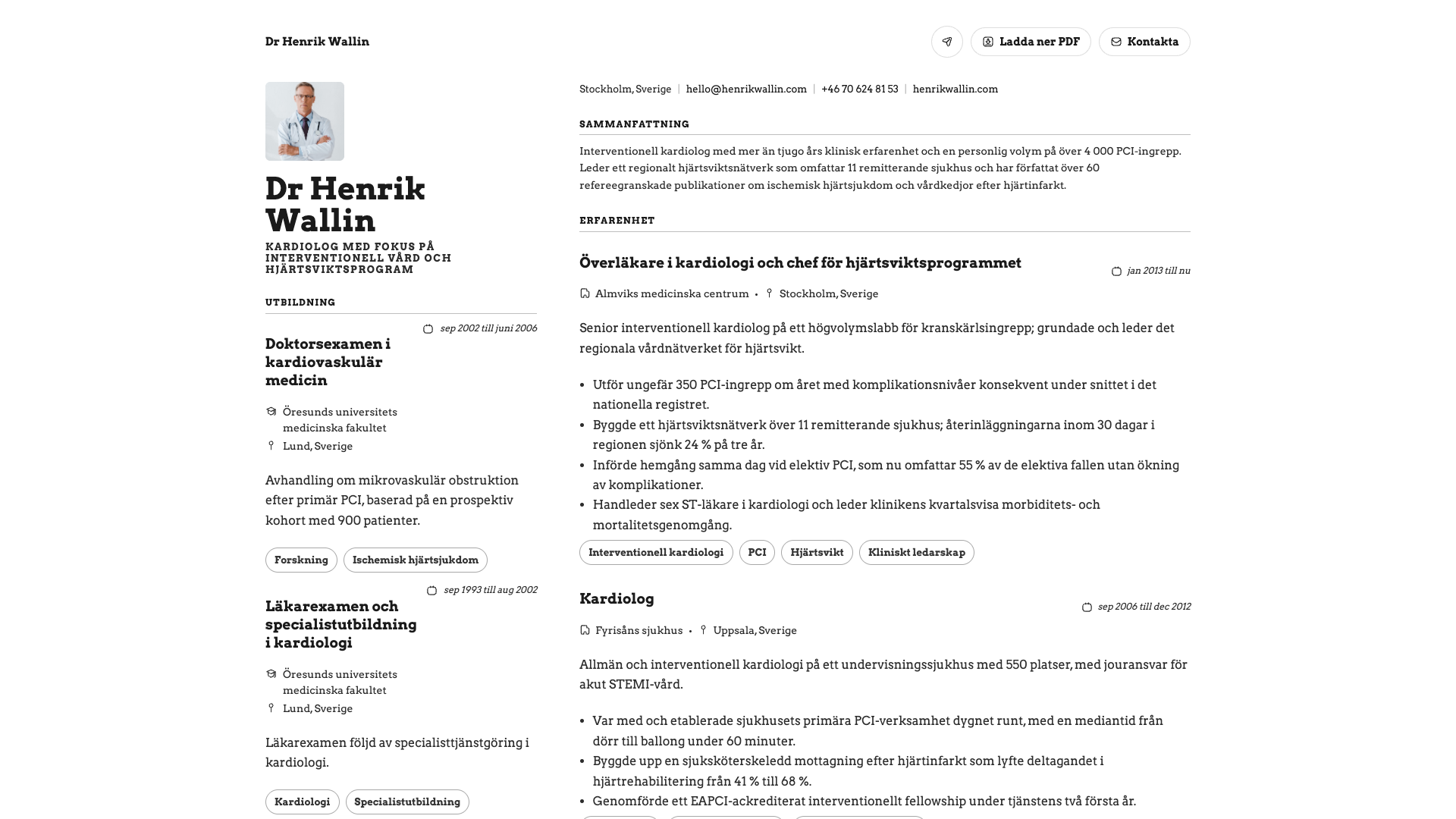 Dr. Henrik Vos — online resume
