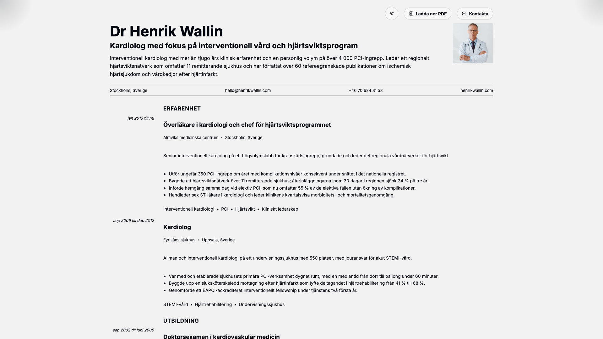 Dr. Henrik Vos — online resume