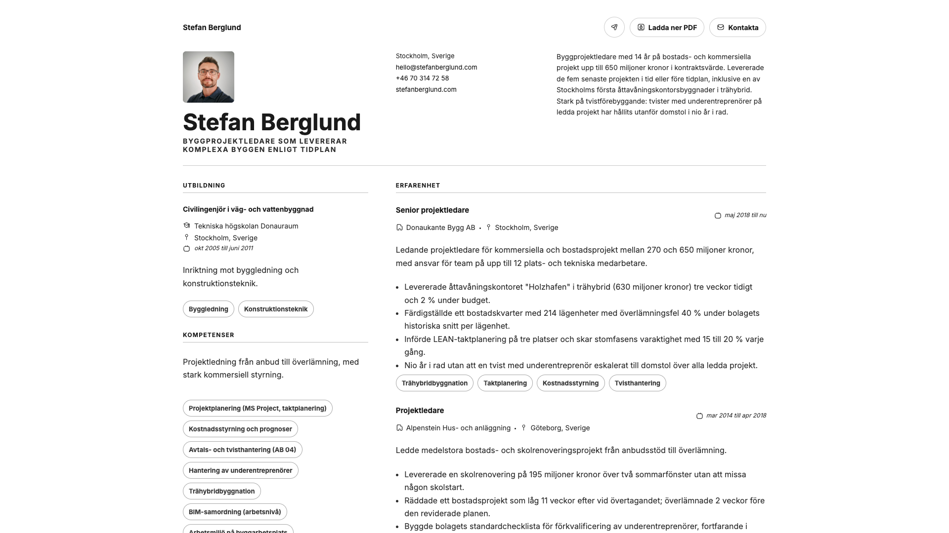 Stefan Bauer — online resume