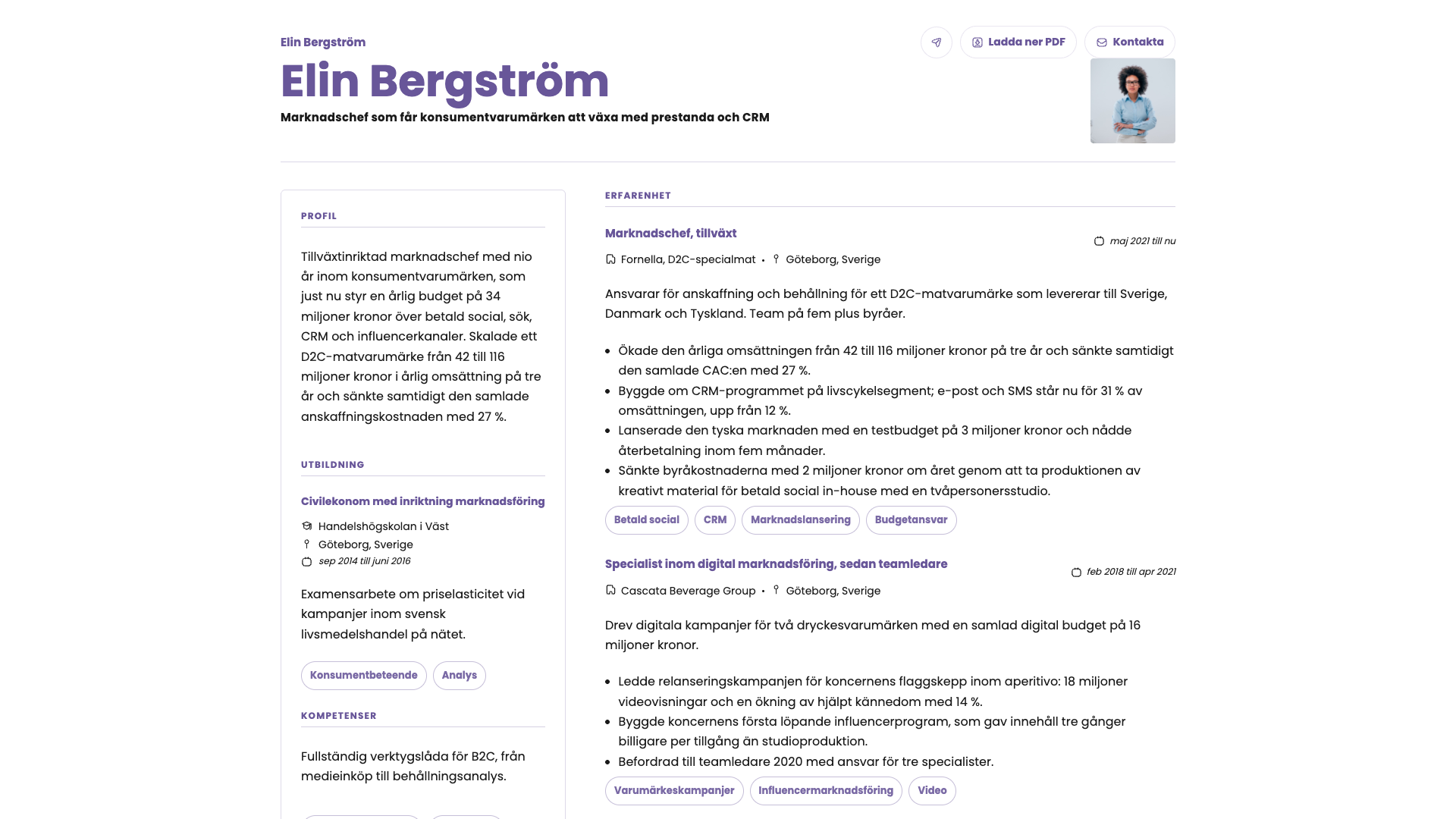 Elena Moretti — online resume