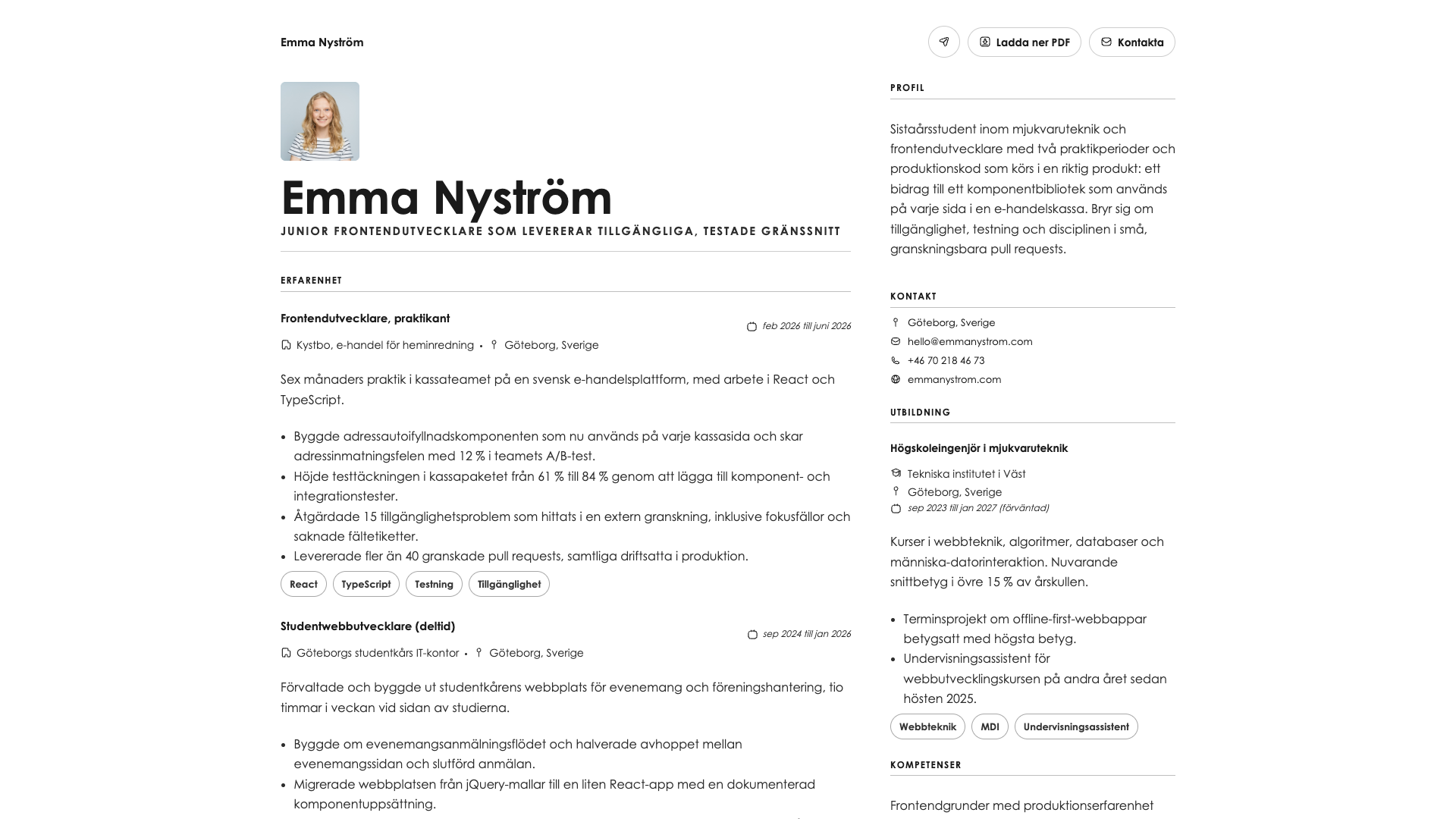 Emma Nielsen — online resume