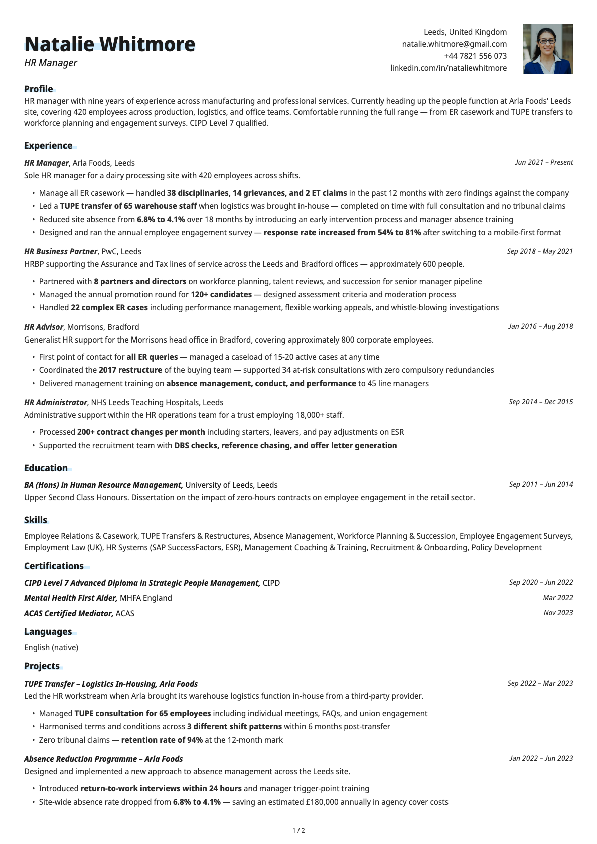 Resume template preview
