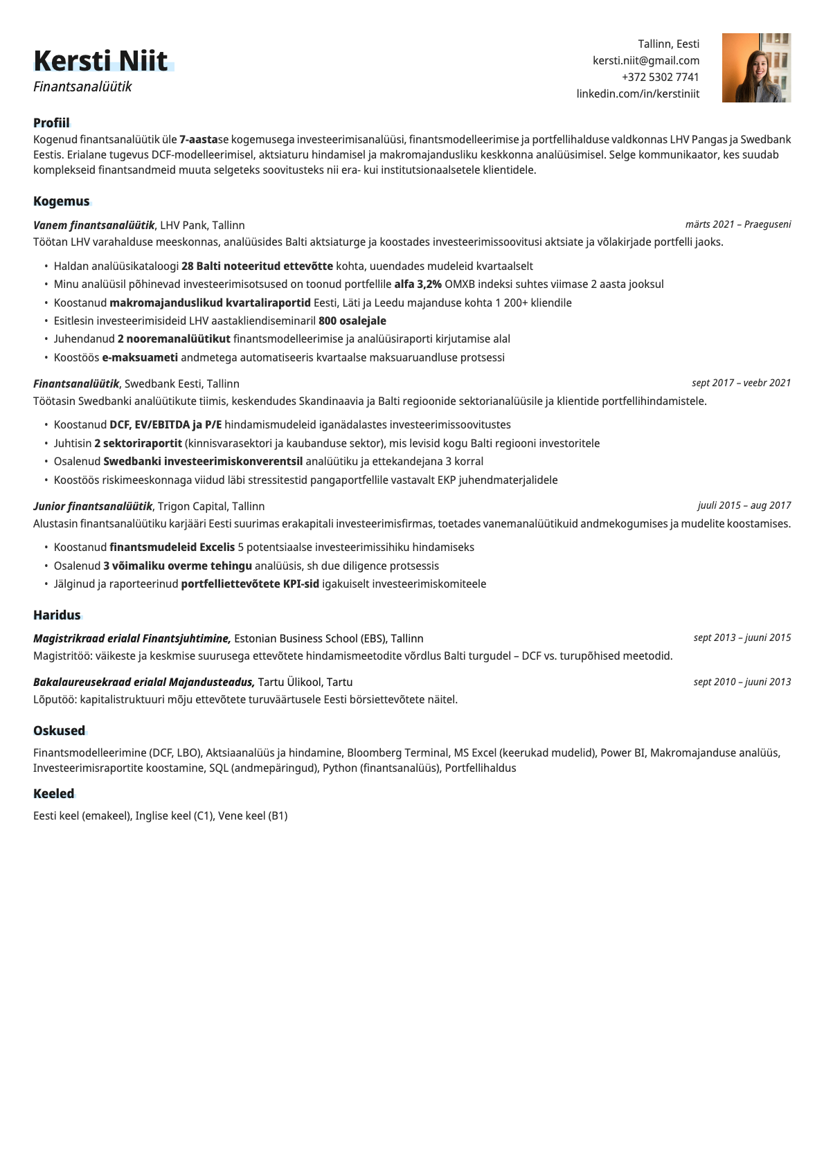Resume template preview