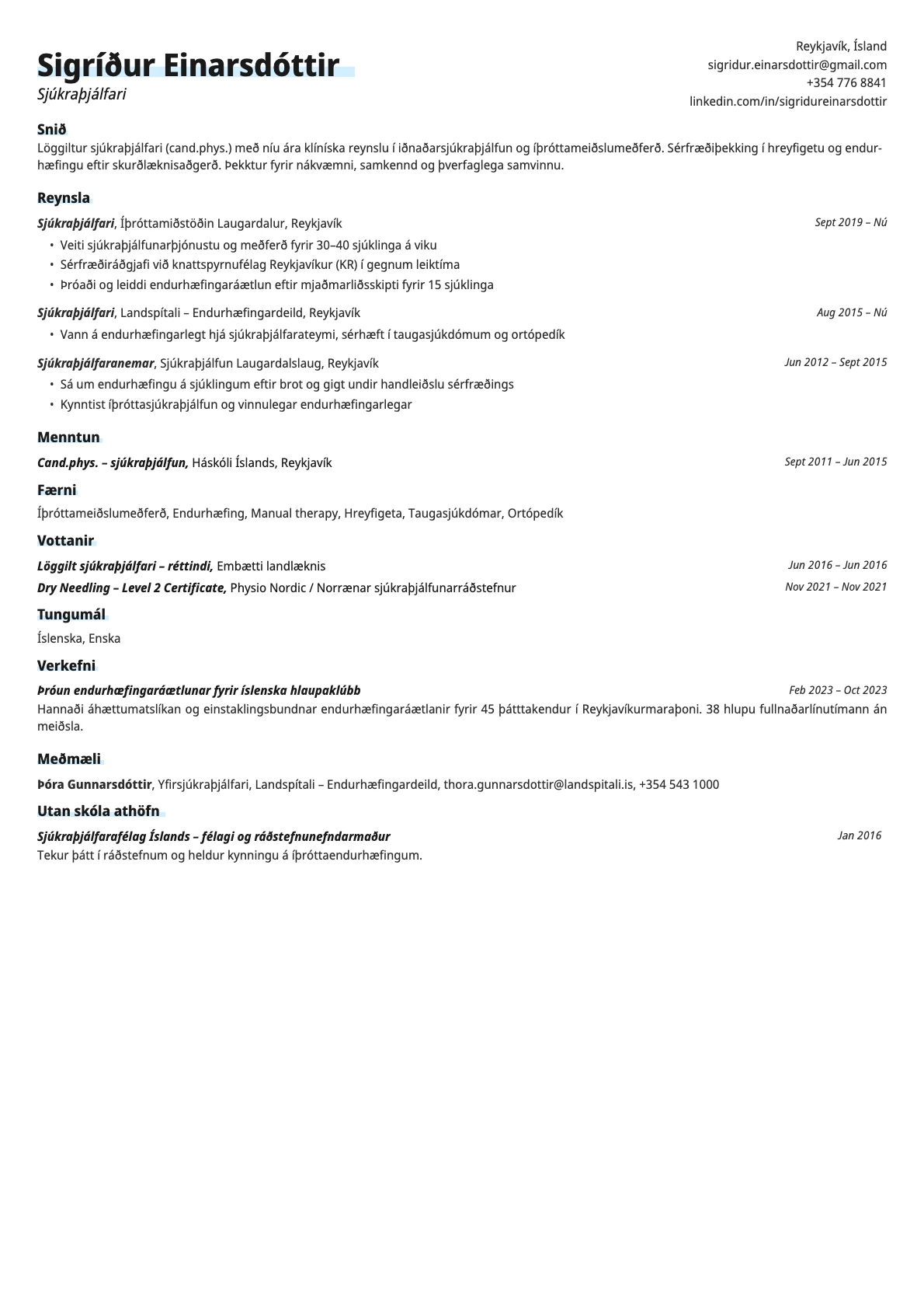 Resume template preview