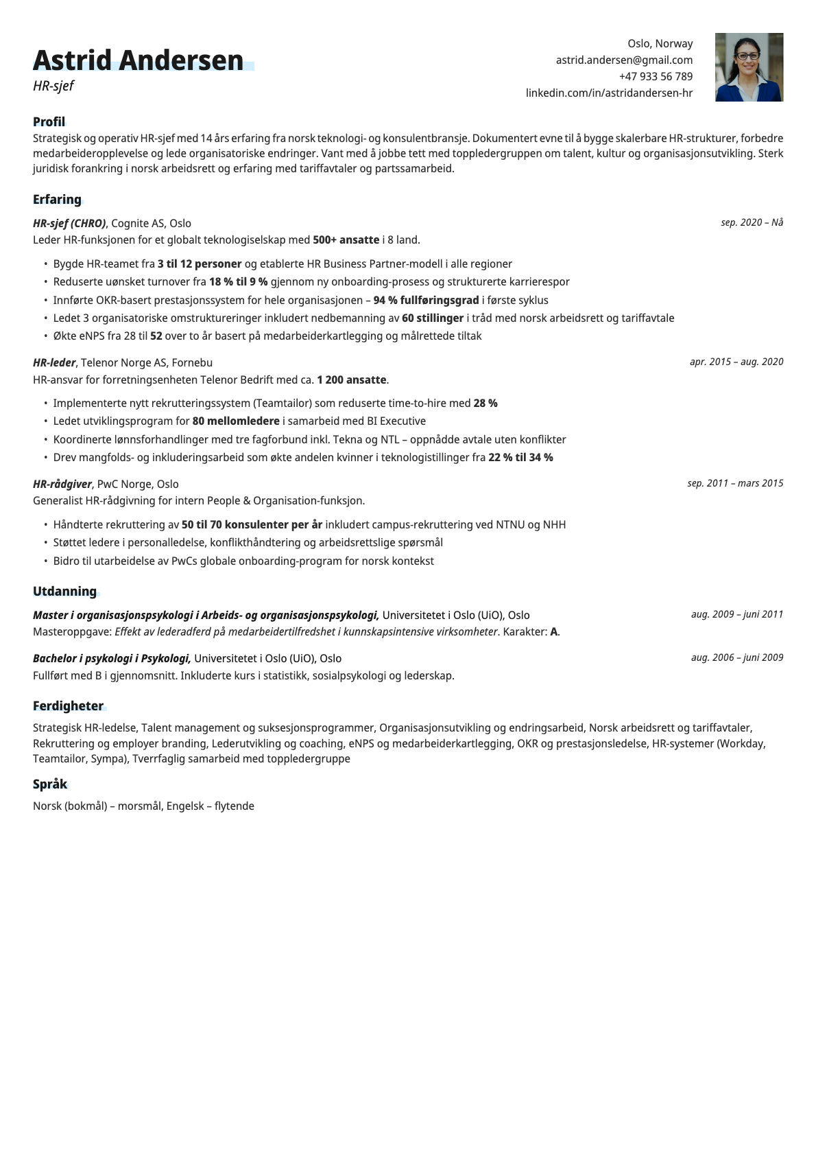 Resume template preview