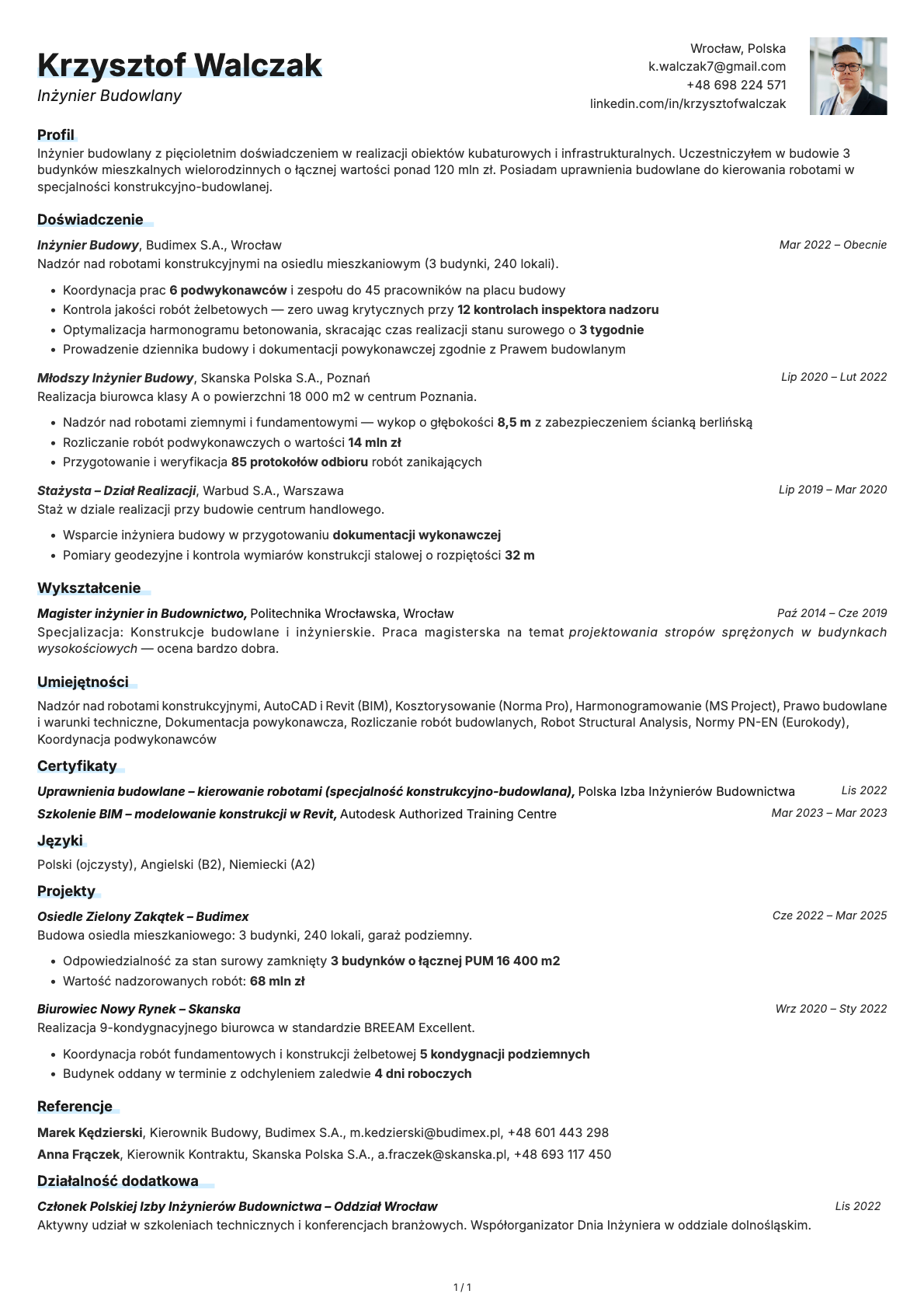 Resume template preview