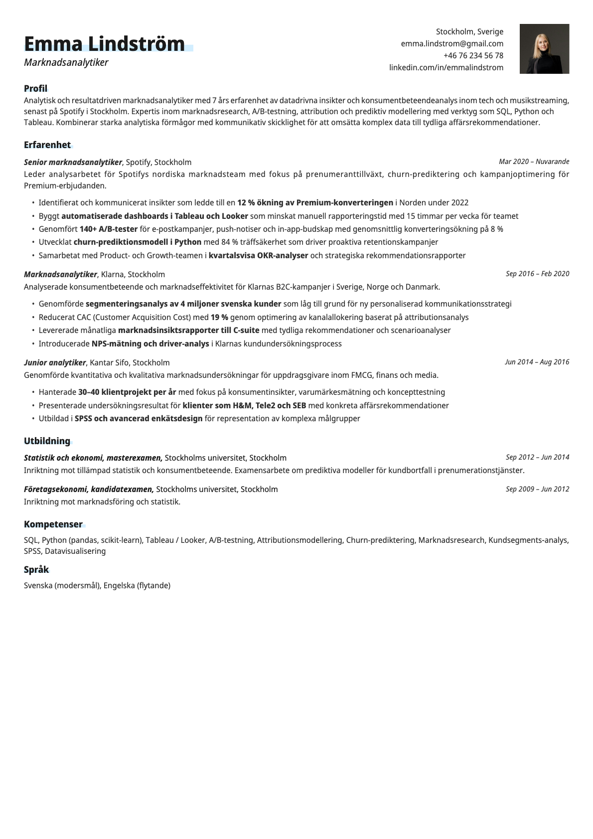 Resume template preview