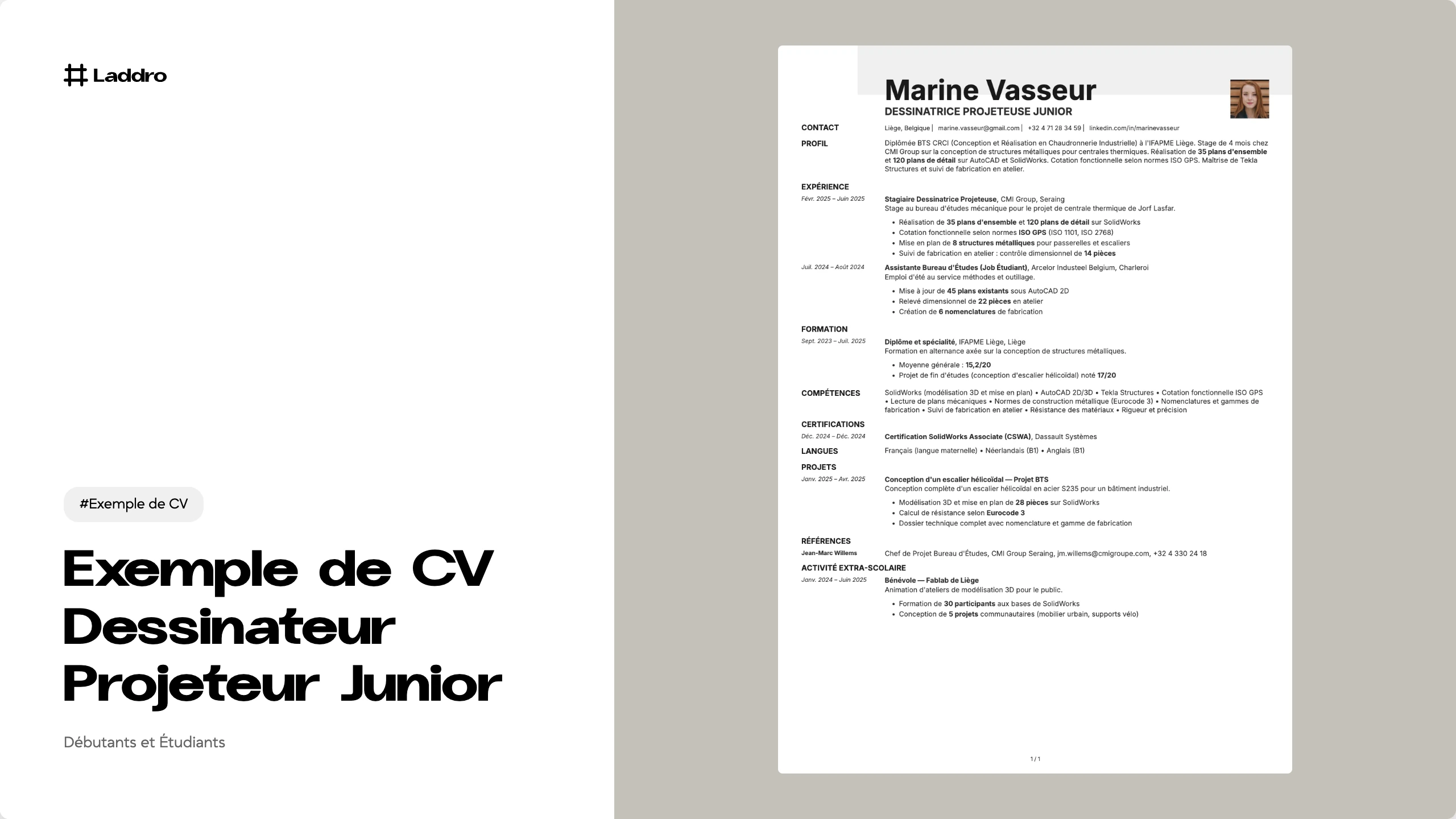 Exemple de CV Dessinateur Projeteur Junior 2026 · Télécharger et ...