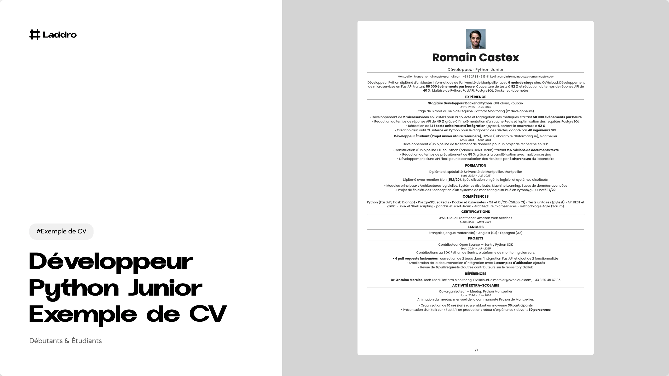 Développeur Python Junior Exemple de CV 2026 · Télécharger et modifier ...